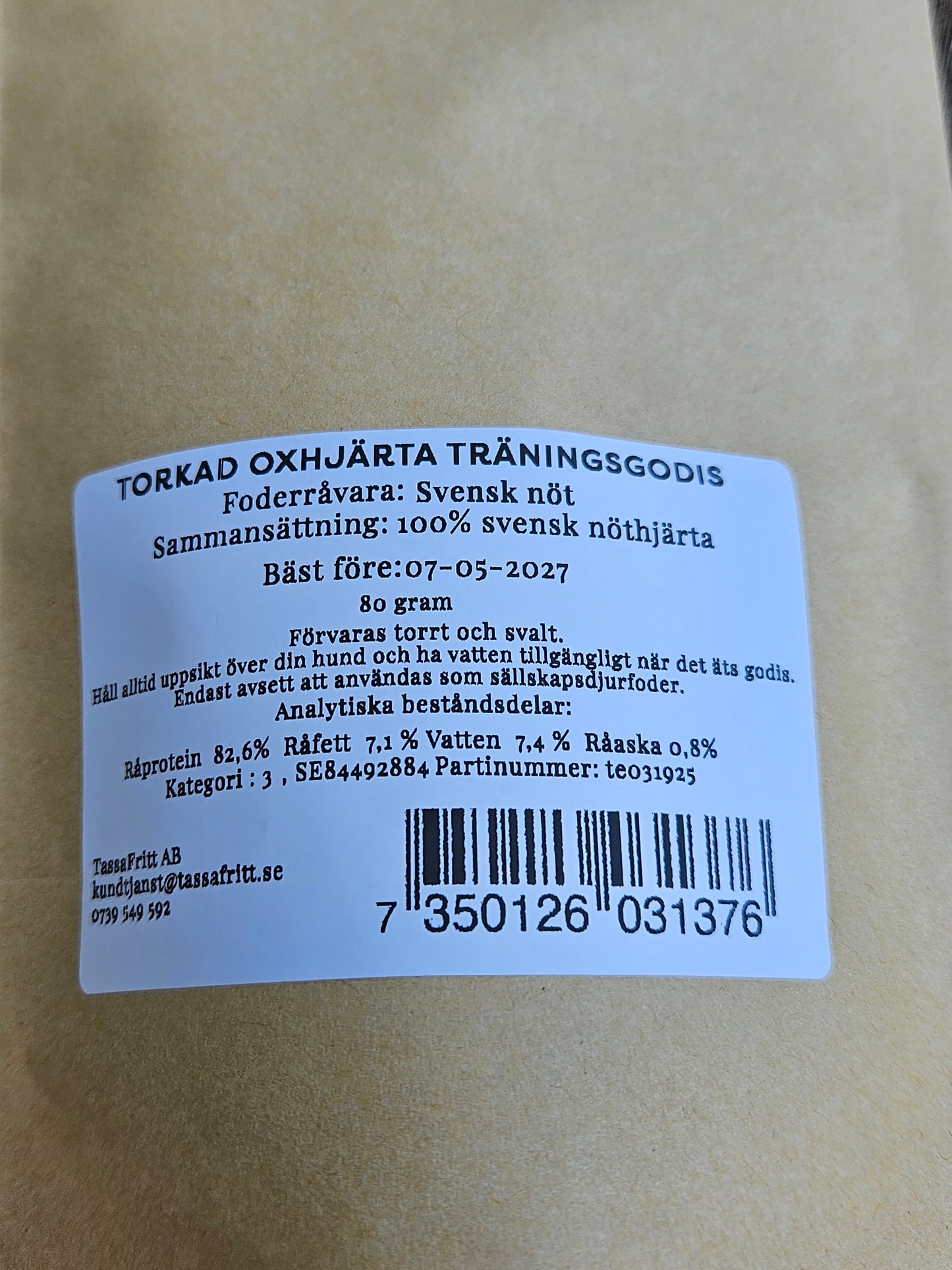 TassaFritt - Träningsgodis Oxhjärta 80g