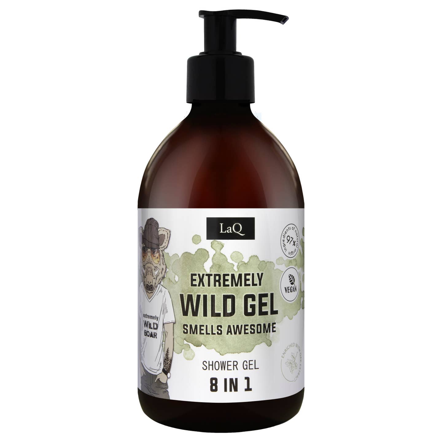 LaQ Extremely Wild Duschgel för män 8 i 1 - 500 ml. Vegansk
